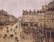 Camille Pissarro rain in the French Theater Square oil painting